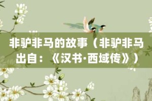 非驴非马的故事（非驴非马出自：《汉书·西域传》）_成语故事 菊江历史网