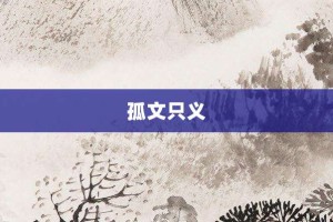 孤文只义【孤文只义的意思】- 成语大全