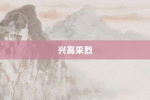 兴高采烈【兴高采烈的意思】- 成语大全