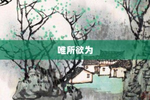 唯所欲为【唯所欲为的意思】- 成语大全