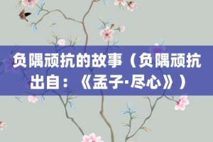 负隅顽抗的故事（负隅顽抗出自：《孟子·尽心》）_成语故事 菊江历史网