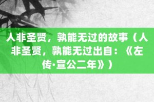 人非圣贤，孰能无过的故事（人非圣贤，孰能无过出自：《左传·宣公二年》）_成语故事 菊江历史网