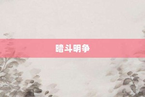 暗斗明争【暗斗明争的意思】- 成语大全