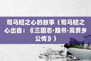 司马昭之心的故事（司马昭之心出自：《三国志·魏书·高贵乡公传》）_成语故事 菊江历史网