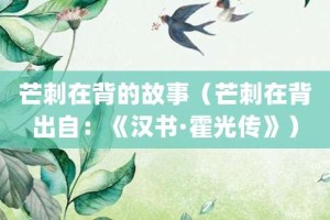芒刺在背的故事（芒刺在背出自：《汉书·霍光传》）_成语故事 菊江历史网
