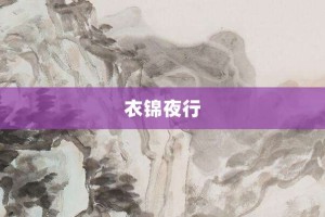 衣锦夜行【衣锦夜行的意思】- 成语大全