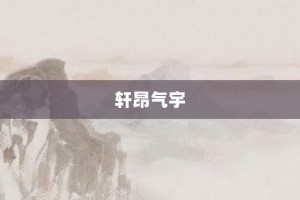 轩昂气宇【轩昂气宇的意思】- 成语大全