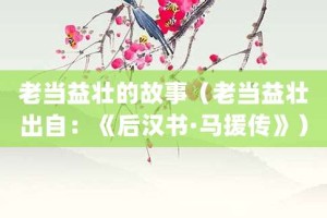 老当益壮的故事（老当益壮出自：《后汉书·马援传》）_成语故事 菊江历史网