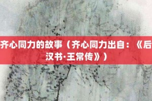 齐心同力的故事（齐心同力出自：《后汉书·王常传》）_成语故事 菊江历史网