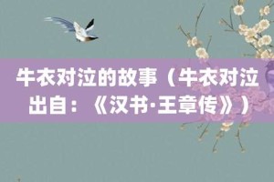 牛衣对泣的故事（牛衣对泣出自：《汉书·王章传》）_成语故事 菊江历史网